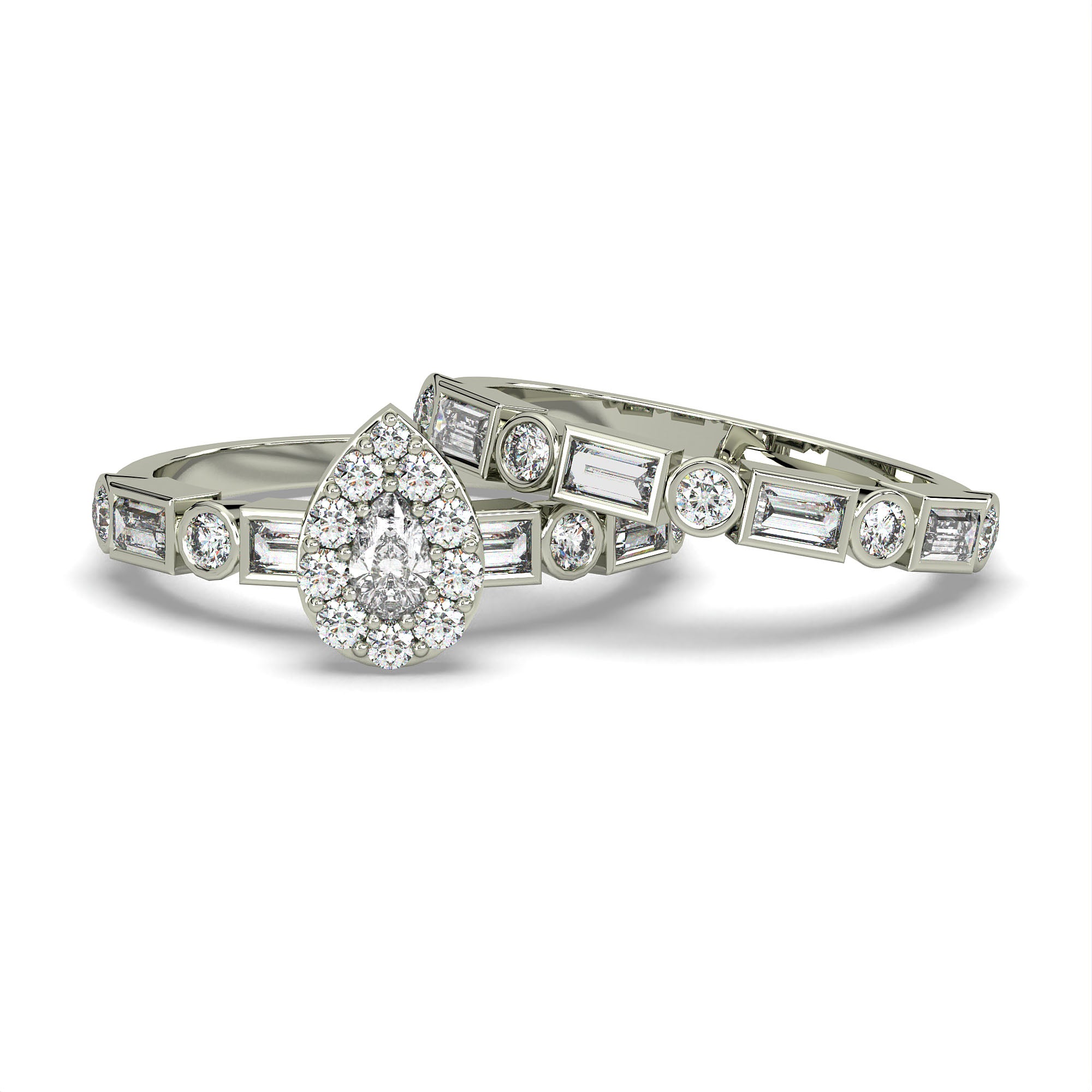 14KW Natural Diamond Engagement Bridal Set