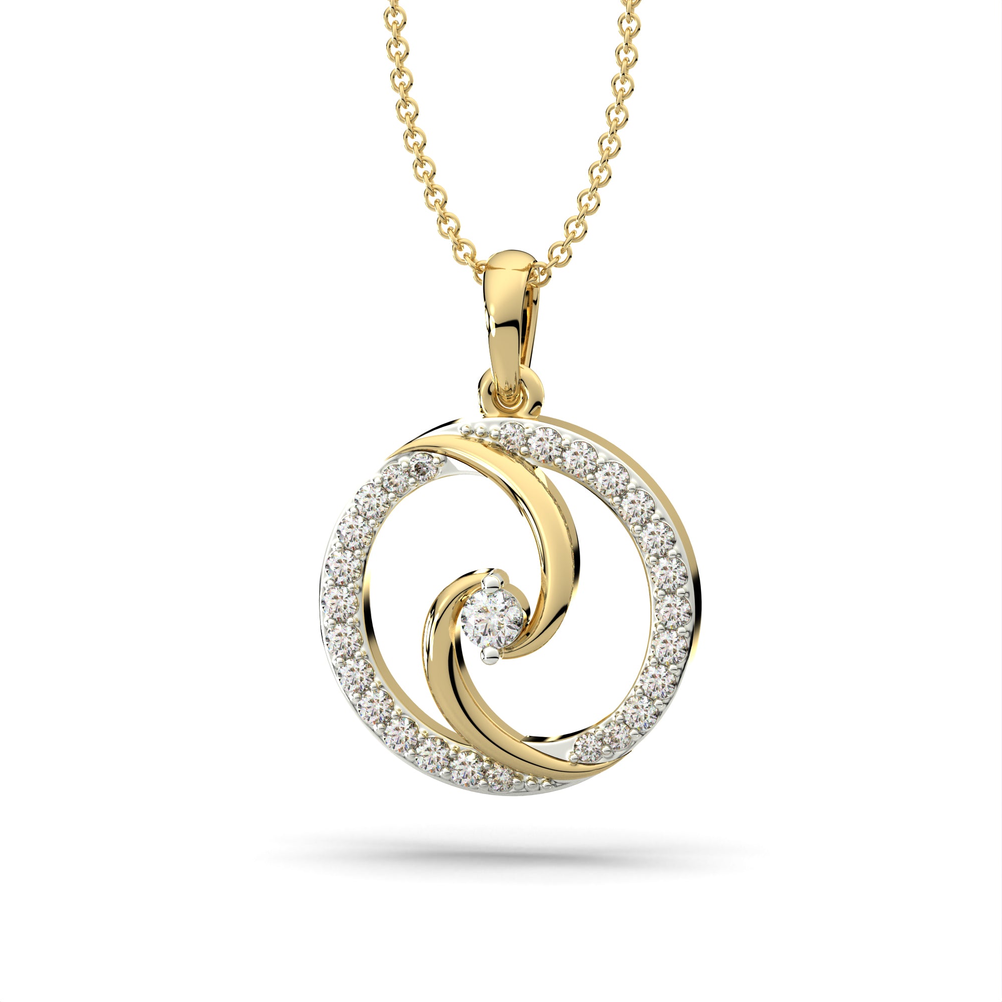 14KY Natural Diamond Circle Fashion Necklace