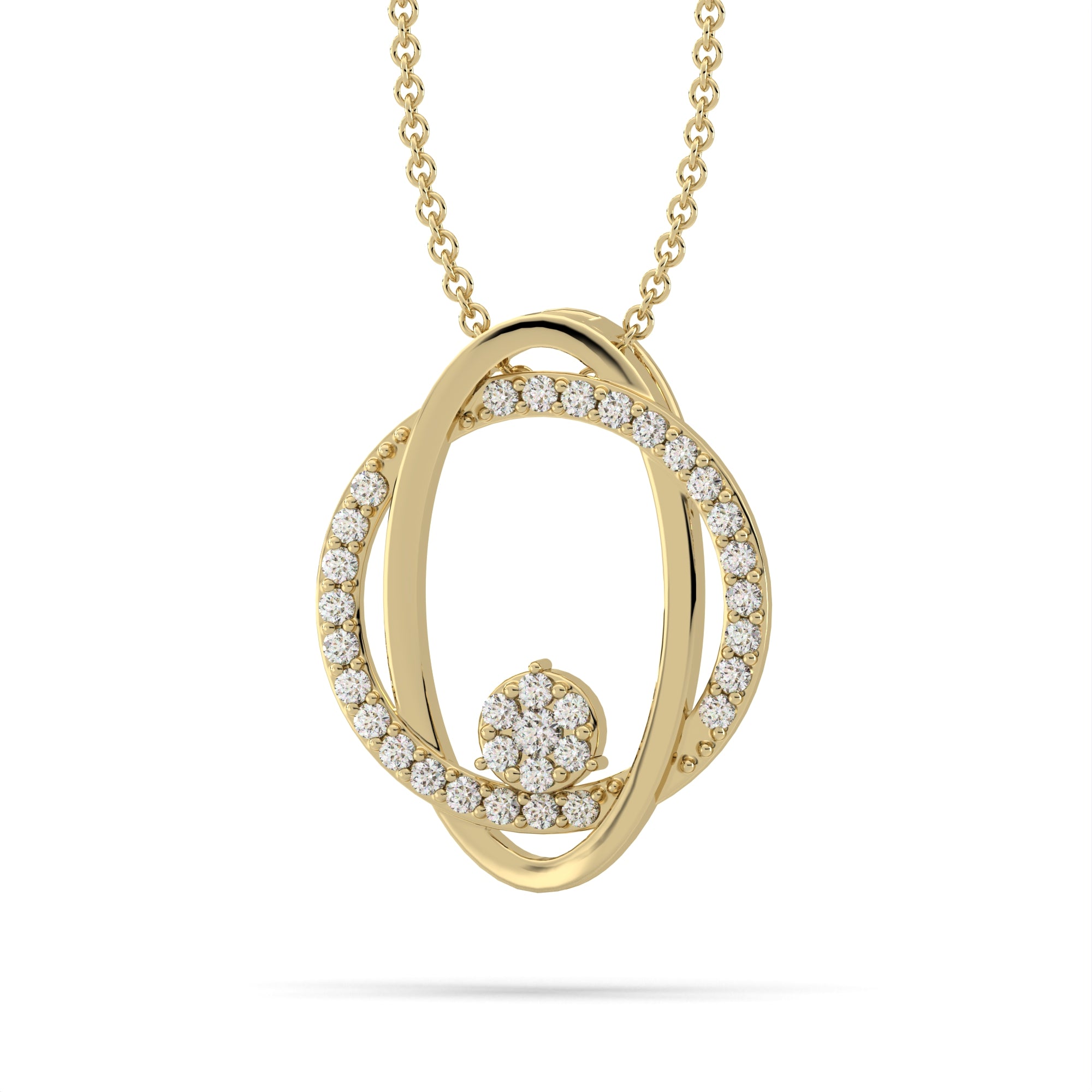 14KY Natural Diamond Fashion Interlocking Necklace