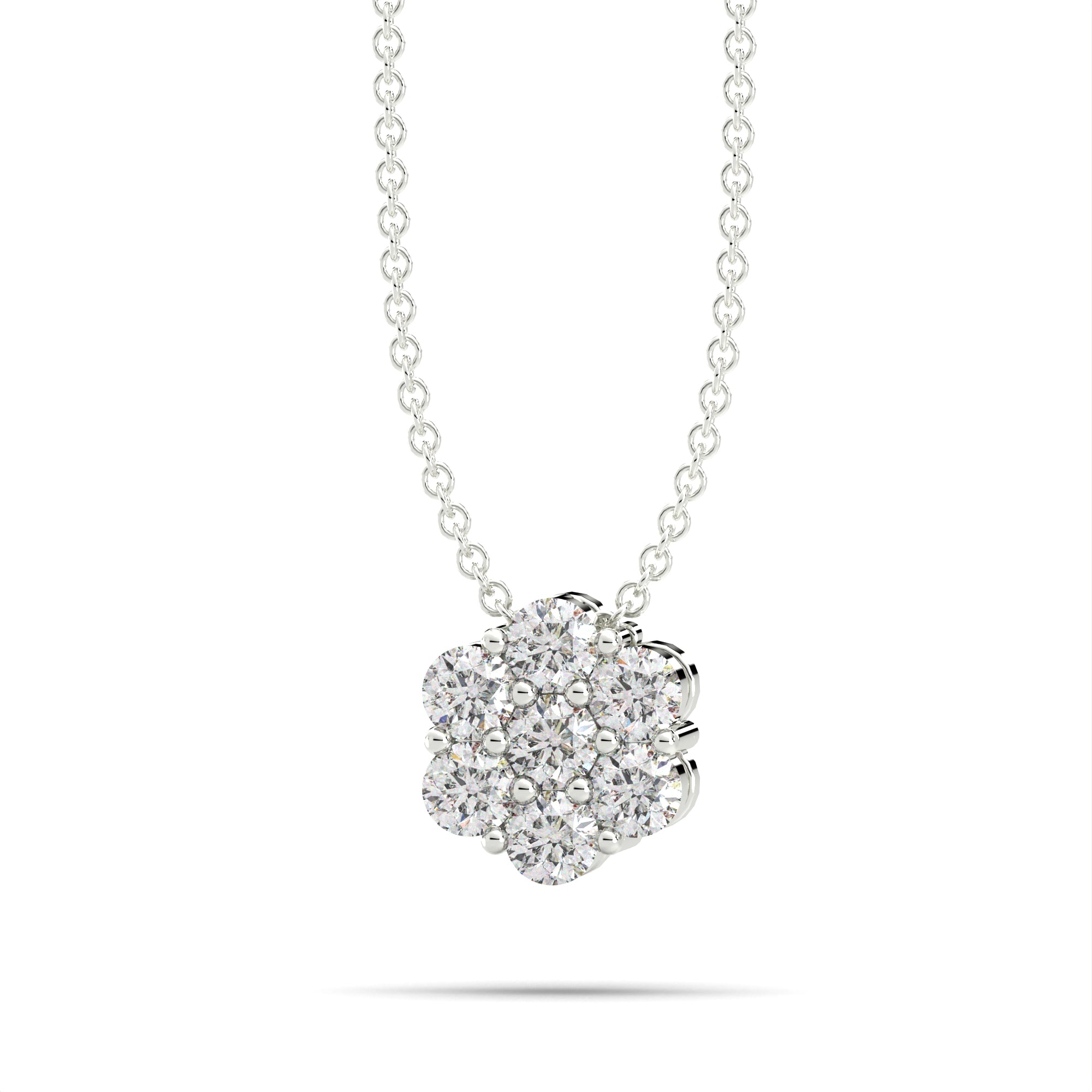 14KW Natural Diamond Cluster Diamond Necklace