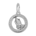 Rembrandt Sterling Silver Small Praying Hands Open Disc Charm