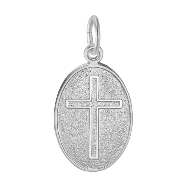 Rembrandt Sterling Silver Cross Oval Disc Charm