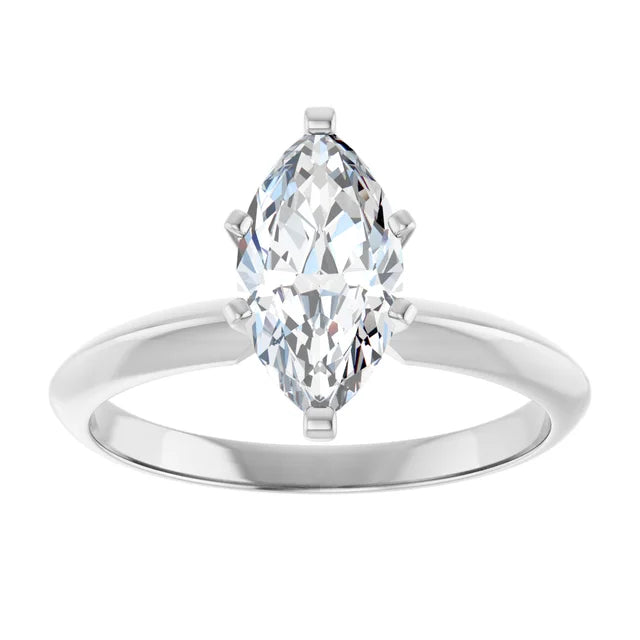 14KW Natural Diamond Marquise Shape Solitaire Engagement Ring