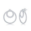 Sterling Silver Bezel Set CZ Circle And Plain Open Circle Earrings