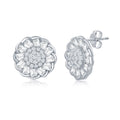 Sterling Silver CZ Flower Design Stud Earrings