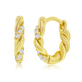 Sterling Silver GP Intertwined CZ Huggie Hoop Earrings