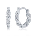 Sterling Silver Intertwined CZ Huggie Hoop Earrings