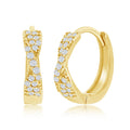 Sterling Silver GP Twisted CZ Huggie Hoop Earrings
