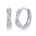 Sterling Silver Twisted CZ Huggie Hoop Earrings