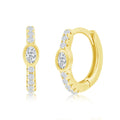 Sterling Silver GP Oval CZ Huggie Hoop Earrings