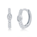 Sterling Silver Oval CZ Huggie Hoop Earrings