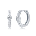 Sterling Silver Pearshaped CZ Huggie Hoop Earrings