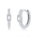 Sterling Silver Rectangle CZ Huggie Hoop Earrings