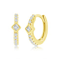 Sterling Silver GP Diamond-Shape CZ Huggie Hoop Earrings