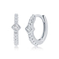 Sterling Silver Diamond-Shape CZ Huggie Hoop Earrings