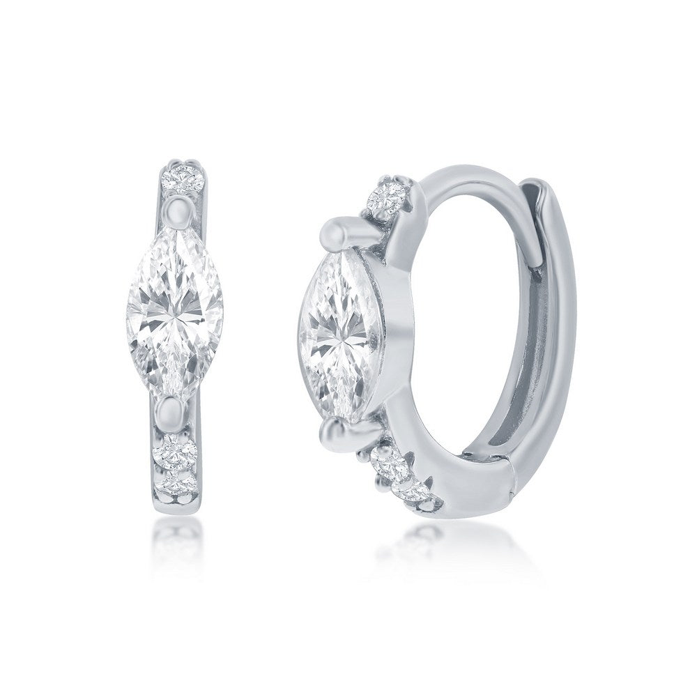 Sterling Silver CZ Huggie Hoop Earrings
