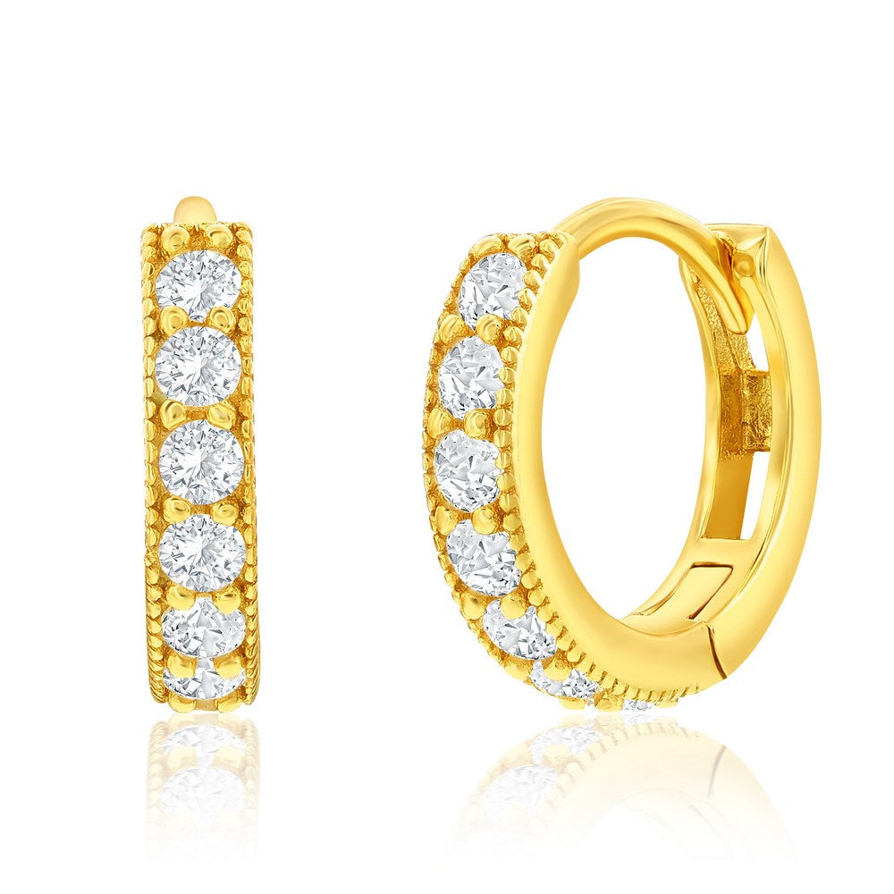 Sterling Silver GP CZ Hoop Earrings