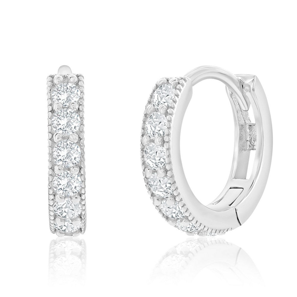 Sterling Silver CZ Hoop Earrings