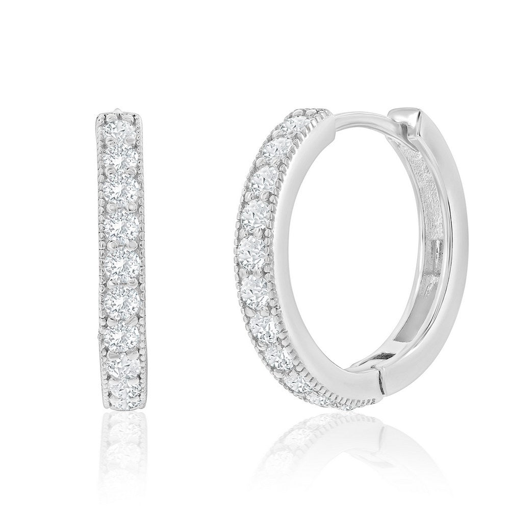 Sterling Silver CZ Hoop Earrings