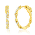 Sterling Silver GP Twisted CZ Hoop Earrings