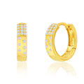 Sterling Silver GP CZ And Brushed Hoop Earrings