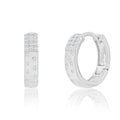 Sterling Silver CZ And Brushed Hoop Earrings