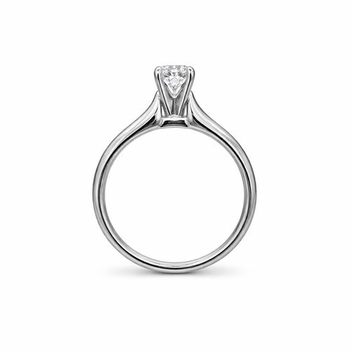 14KW Natural Diamond Round Shape Cathedral Solitaire Engagement Ring