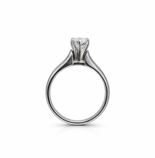 14KW Natural Diamond Marquise Shape Cathedral Solitaire Engagement Ring