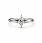 14KW Natural Diamond Marquise Shape Cathedral Solitaire Engagement Ring