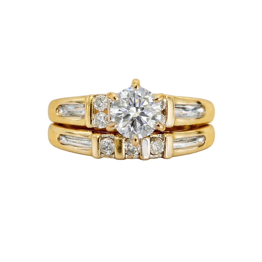 14KTT Natural Diamond Engagement Bridal Set
