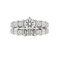 14KW Round And Baquette Natural Diamond Engagement Bridal Set