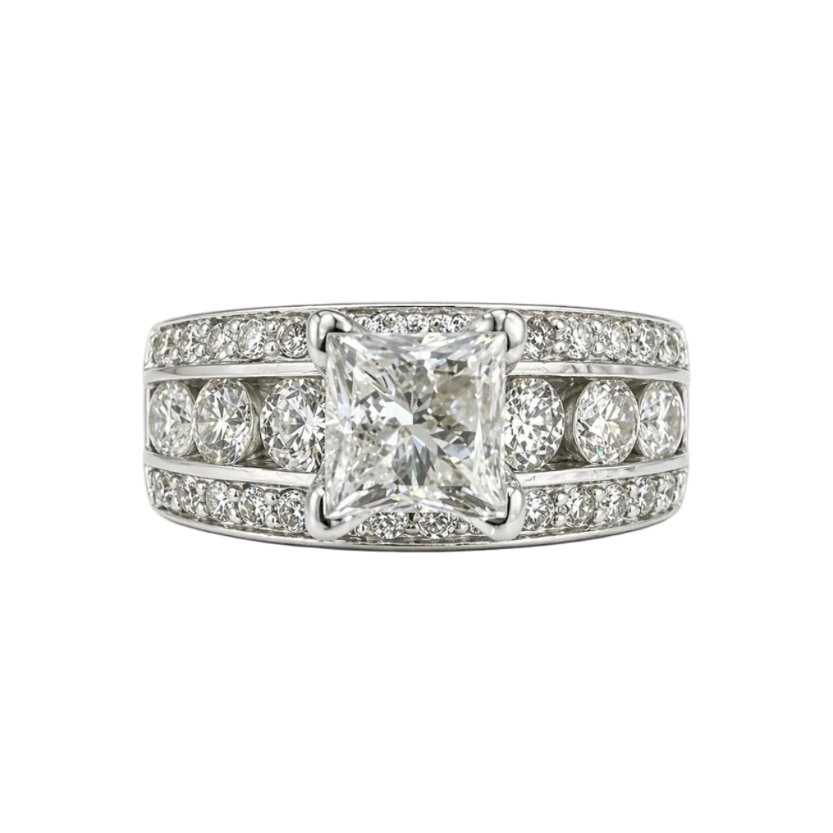 14KW Natural Diamond Princess Cut Engagement Ring