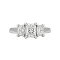 14K Natural Diamond 3 Stone Radiant Cut Engagement Ring