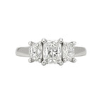 14K Natural Diamond 3 Stone Radiant Cut Engagement Ring