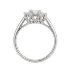 14K Natural Diamond 3 Stone Radiant Cut Engagement Ring