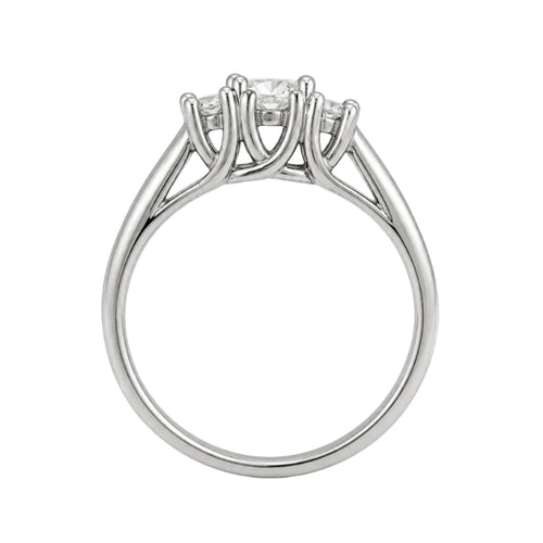 14K Natural Diamond 3 Stone Radiant Cut Engagement Ring