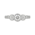 14KW Natural Diamond 3 Stone Round Bezel Set Engagement Ring