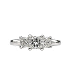 14KW/Platinum Natural Diamond 3 Princess Cut Engagement Ring