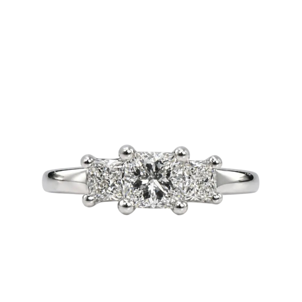 14KW/Platinum Natural Diamond 3 Princess Cut Engagement Ring