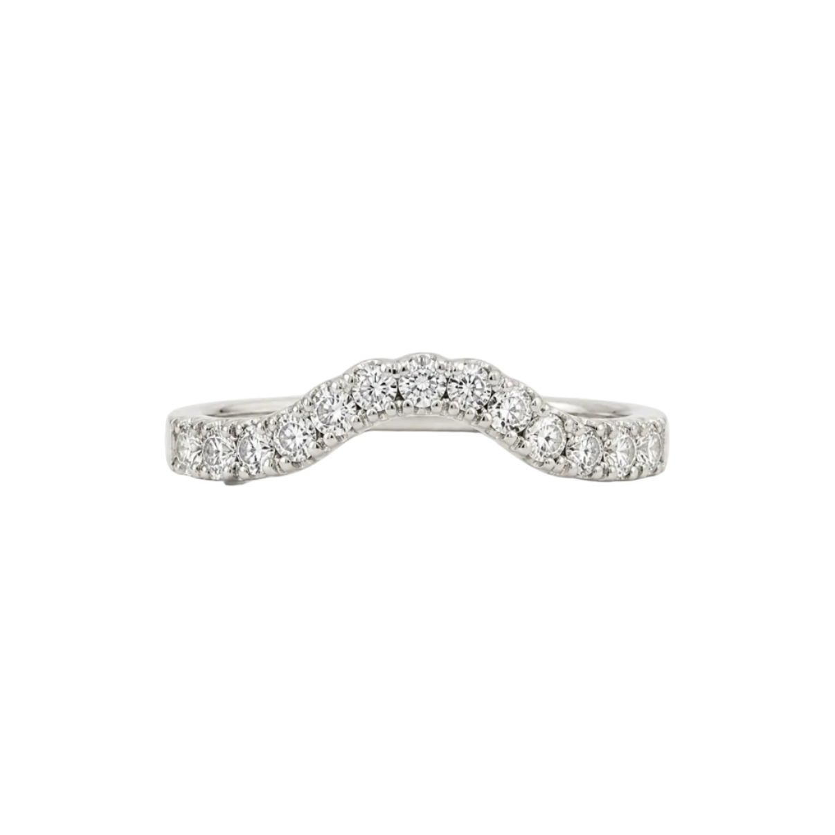 14KW Natural Diamond Chanel Set Curved Wedding Band