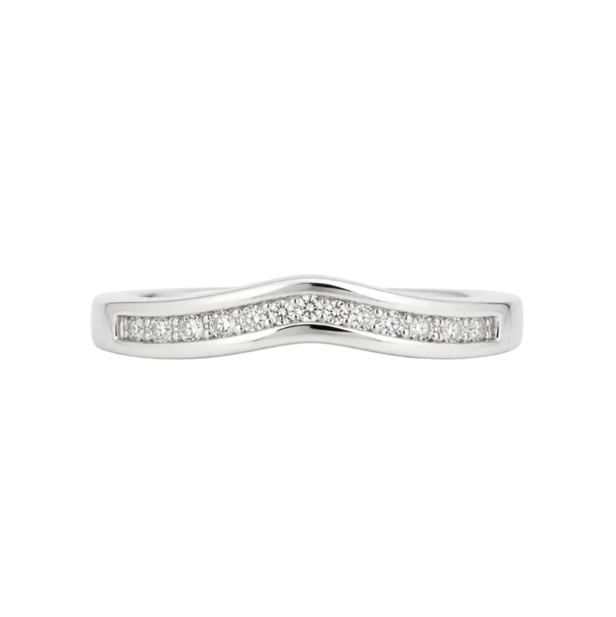 14KW Natural Diamond Curved Wedding Band
