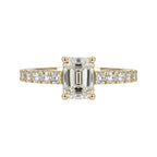 14KY Natural Diamond Emerald Cut Engagement Ring