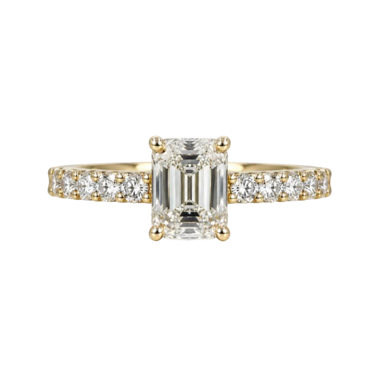 14KY Natural Diamond Emerald Cut Engagement Ring