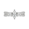 14KW Marq And Round Natural Diamond Engagement Ring