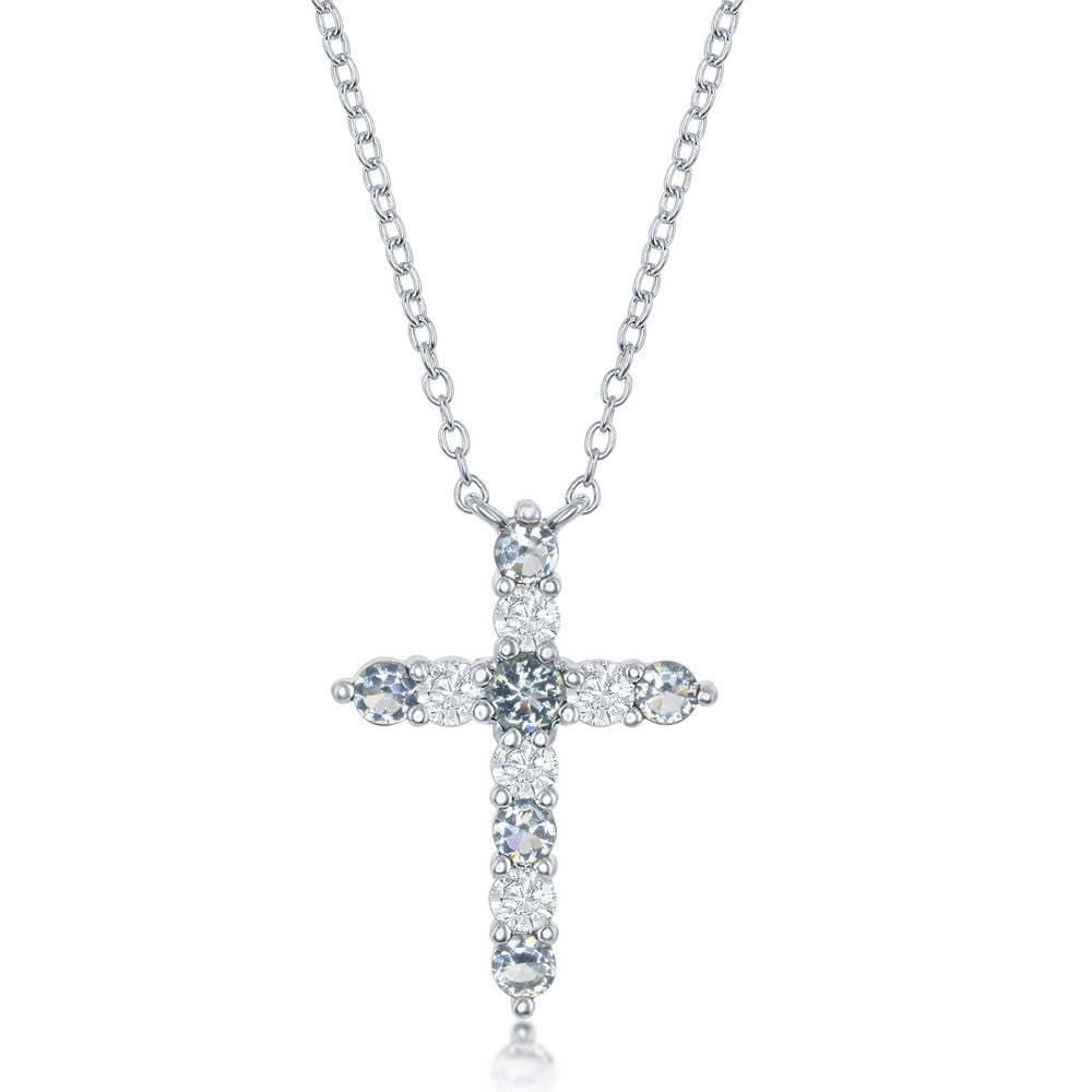 Sterling Silver CZ Cross Necklace
