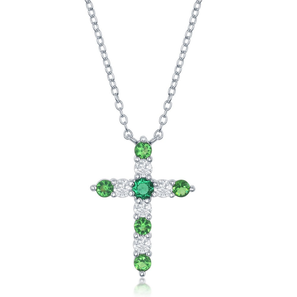 Sterling Silver CZ Cross Necklace
