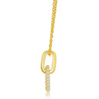 Sterling Silver GP CZ Paperclip Necklace