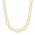 Sterling Silver GP CZ Linked Oval Necklace