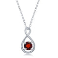 Sterling Silver Round Garnet Infinity Design Necklace
