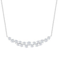 Sterling Silver Round CZ Curved Bar Necklace